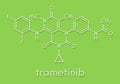 Trametinib melanoma cancer drug molecule. Skeletal formula.