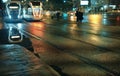 tramline in a rainy evening