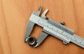 Trammel mechanical measuring tool.Nut measurement.