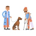 Tramp person with homeless dog Royalty Free Stock Photo