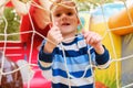 Trampoline boy child slide childhood. play Royalty Free Stock Photo