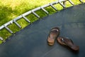 Trampoline with Flipflops Royalty Free Stock Photo