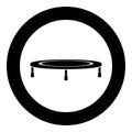 Trampoline jumping for bounce icon in circle round black color vector illustration flat style image