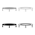 Trampoline jumping for bounce icon outline set black grey color vector illustration flat style image