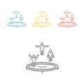 Trampoline jumping line icon