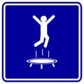 Trampoline jumping man vector blue sign Royalty Free Stock Photo