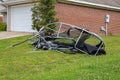 Trampoline twisted and mangled after storm Royalty Free Stock Photo