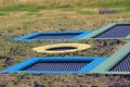 Trampolines in the children's playground outside