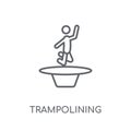 trampolining linear icon. Modern outline trampolining logo conce