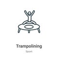 Trampolining outline vector icon. Thin line black trampolining icon, flat vector simple element illustration from editable sport