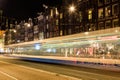 Trams in Amsterdam at Night Royalty Free Stock Photo