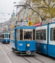 Trams on Bahnhofstrasse street in Zurich, Switzerland Royalty Free Stock Photo