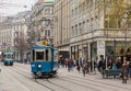 Trams on Bahnhofstrasse street in Zurich, Switzerland Royalty Free Stock Photo