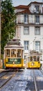 Trams in Lisbon and the beauty of streets in Lisbon architecture of buildings