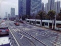 trams running through the Wuhan city
