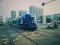 trams runningin the street of Wuhan city