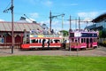 Trams at Seaton station.