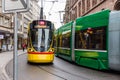 Trams on a street in Basel