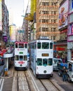 Trams, Wan Chai district, Hong Kong, China Royalty Free Stock Photo