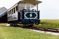 LLandudno, Wales, North Shore Beach, UK - MAY 27, 2018 Tramway arriving to the station at the foot of the line. Train reached the