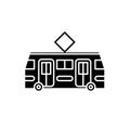 Tramway black icon, vector sign on isolated background. Tramway concept symbol, illustration