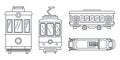 Tramway icon set, outline style