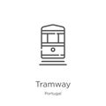 Tramway icon vector from portugal collection. Thin line tramway outline icon vector illustration. Outline, thin line tramway icon