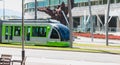 Tramway leaving a station in the city of Bilbao, Spain Royalty Free Stock Photo