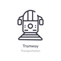 tramway outline icon. isolated line vector illustration from transportation collection. editable thin stroke tramway icon on white