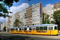 Tramway outside apartment building, Budapest, Hungary Royalty Free Stock Photo