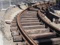 Tramway rails construction work Royalty Free Stock Photo