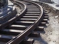 Tramway rails construction work Royalty Free Stock Photo