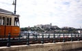 Tramway, river Danube and Buda hill with the Castle, Budapest Royalty Free Stock Photo