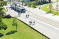 Tramway on street Cours John Kennedy in Nantes