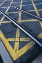 Tramway tracks on the road in the street in the city Royalty Free Stock Photo