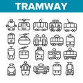 Tramway, Urban Transport Thin Line Icons Set Royalty Free Stock Photo