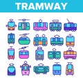 Tramway, Urban Transport Thin Line Icons Set Royalty Free Stock Photo