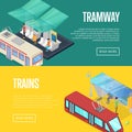 Tramway waiting station isometric 3D posters