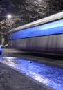 A tramway in a winter night Royalty Free Stock Photo
