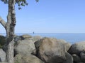 Scenery with sail boat on a late summer day Royalty Free Stock Photo