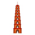 Tran Quoc Pagoda in Hanoi icon, cartoon style