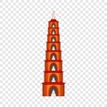 Tran Quoc Pagoda in Hanoi icon, cartoon style