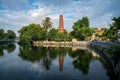 Tran Quoc pagoda in the morning, the oldest temple in Hanoi, Vietnam. Hanoi cityscape Royalty Free Stock Photo