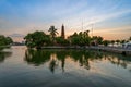 Tran Quoc pagoda, the oldest Buddhist temple in Hanoi, at twilight. The famous destination travel in Hanoi