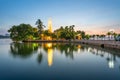 Tran Quoc pagoda, the oldest Buddhist temple in Hanoi, at twilight. The famous destination travel in Hanoi