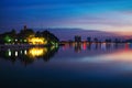 Tran Quoc Pagoda the oldest Buddhist temple in Hanoi, Vietnam at night Royalty Free Stock Photo