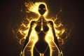 Cosmic trance and hypnosis concept of glowing body silhouette neural network AI generated art