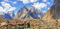 Trango towers and glaciers in the karakoram mountains