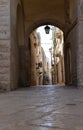 Trani, Apulia, Italy. The medieval old town, narrow lane and courtyard