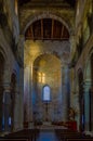 TRANI, ITALY, MAY 5, 2014: View of interior of the famous basilica cattedrala di san nicola pellegrino behind a